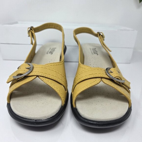 Hotter Kiwi Womens 7 Slingback Sandals Yellow Leather Adjustable Straps Casual - Picture 3 of 9